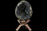 Septarian Dragon Egg Geode - Black Crystals #71846-1